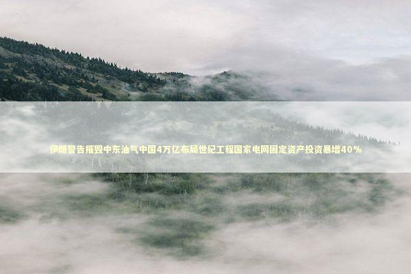 伊朗警告摧毁中东油气中国4万亿布局世纪工程国家电网固定资产投资暴增40%